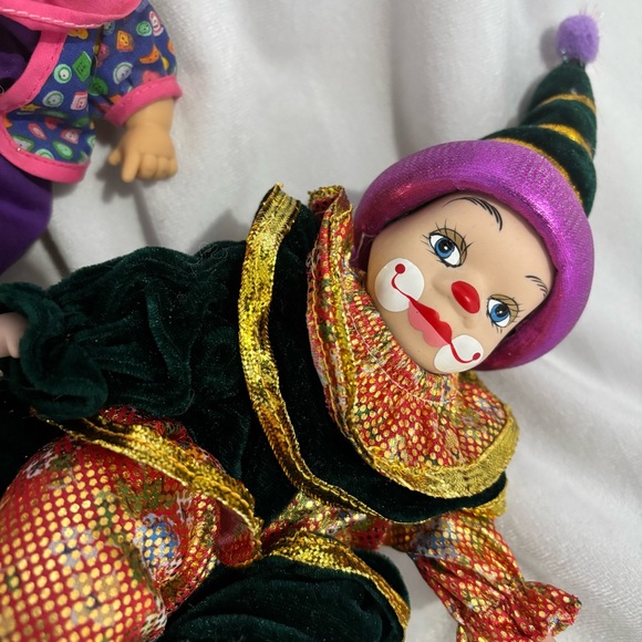 Vintage Circus Clown Jester Dolls Set Toy Collector Posable Body - Picture 2 of 11